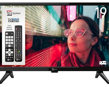 TELE System Smart TV 19 Zoll PALCO19 LS13 - DVB-T2/S2, HEVC 10 bit, 12V DC/220V AC, Tivùsat CAM kompatibel