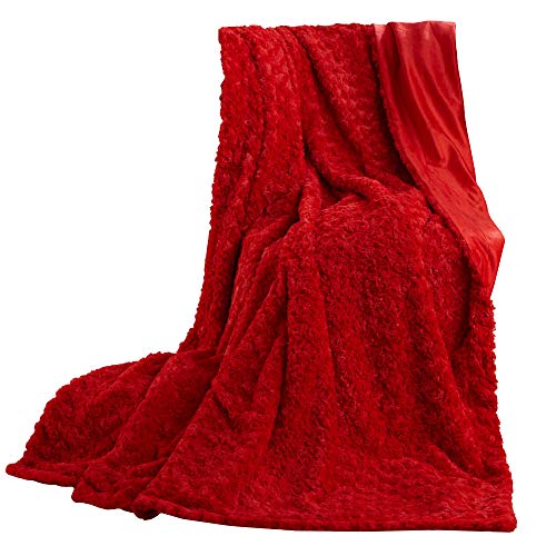 CelinaTex Flauschige Kuscheldecke 150 x 200 cm rot Luxus Wendedecke Sofadecke Plüsch Nicki Mikrofaser Fleece Wohndecke, Geschenk für Frauen, warm - Oeko-TEX Florenza