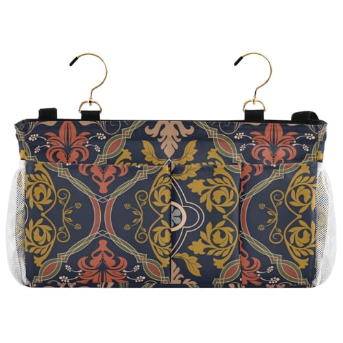 Nachttisch-Aufbewahrungs-Caddy, Schaukelstuhl-Aufbewahrungstasche für TV-Fernbedienung, Handys, Zeitschriften, Tablets, Zubehör, buntes Vintage-Boho-Blumenmuster