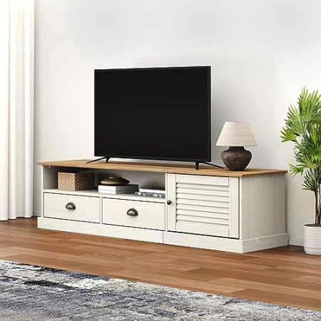 Generisch TV-Schrank VIGO Weiß 156x40x40 cm Massivholz Kiefer,jiangboyue-353173