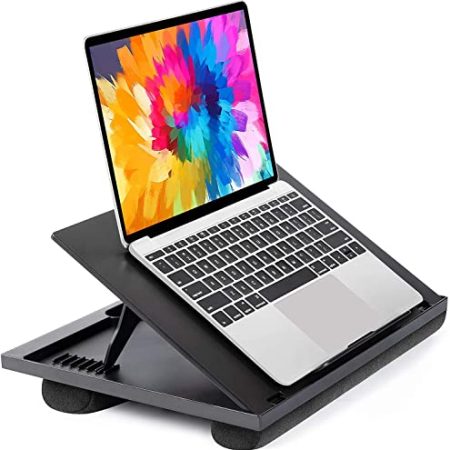 HUANUO Laptopkissen Höhenverstellbar, für max. 15,6" Notebook, Ipad, Tragbarer Laptoptisch für Reisen, Arbeiten, Zuhause