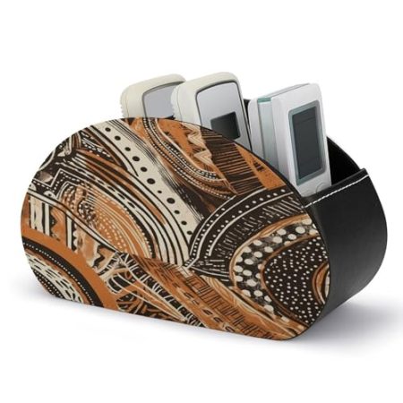 FZQVSWTX Fernbedienungshalter, Tribal-Druck, bedrucktes PU-Leder, Schreibtisch-Organizer mit 5 Fächern für Medien-Zubehör und Bürobedarf