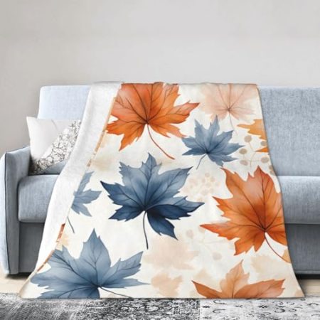Aquarell-Ahornblätter-Überwurfdecke, 102 x 127 cm, bunte Herbst-Fleece-Decken für Couch, Bett, Picknick, weich, gemütlich, leicht, für alle Jahreszeiten