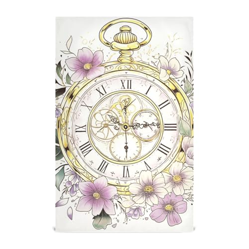 EtherSpher Dekorative Küchenhandtücher im Retro-Stil mit Kranz, Blumen, Mikrofaser, Geschirrtücher für Küche, Geschirr, Kleidung zum Geschirrwaschen, wiederverwendbar, bunt, wiederverwendbar, Zubehör