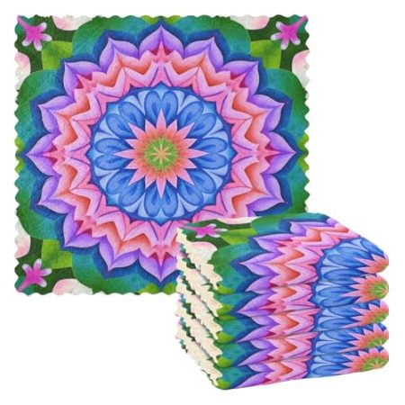 EtherSpher Geschirrtücher mit Mandala-Blumenmuster, Frottee, Küche, Mehlsack, Geschirrtücher, saugfähig, Küchentuch, Spüle, bedruckt, Zubehör, Para Mesas, 27,9 x 27,9 cm