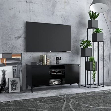 - Entertainment Centres & TV-Ständer, TV-Schrank mit Metallbeinen, Schwarz, 103,5 x 35 x 50 cm
