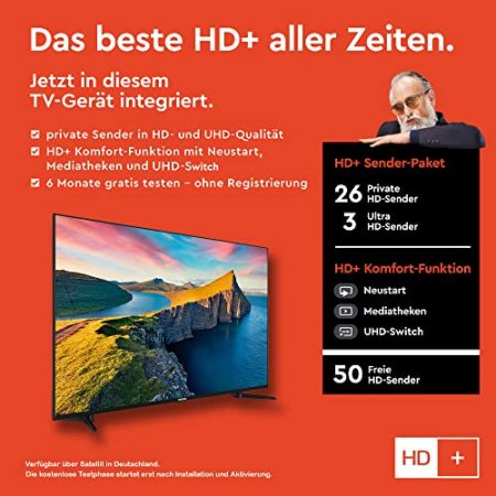 Telefunken QU50K800 50 Zoll QLED Fernseher/Smart TV (4K UHD, HDR Dolby Vision, Triple-Tuner, Bluetooth, WLAN, Netflix, uvm) - Inkl. 6 Monate HD+, schwarz