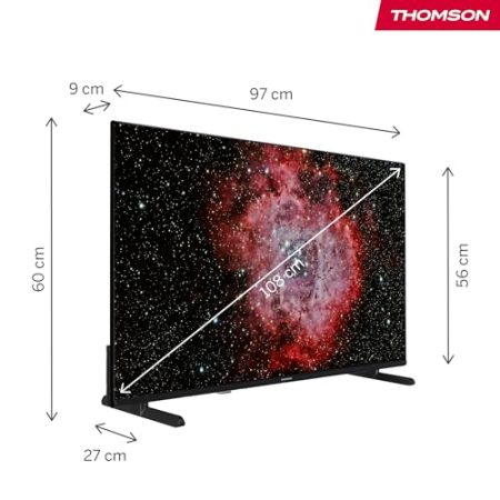 Thomson 43 Zoll (109 cm) FHD LED Fire TV mit Alexa-Sprachsteuerung, AirPlay-Unterstützung, Triple Tuner, Bluetooth, HDMI, USB-Anschlüsse, AV IN und CI+ – 43FF2S34