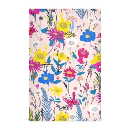 famyily Geschirrtücher aus Mikrofaser, Motiv: bunte Wildblumen, Schmetterlinge, bunt, bunt, türkisch, für Küche, Küche, Handtücher, Kaffeetücher, bedrucktes Zubehör, 71,1 x 45,7 cm, 4 Stück