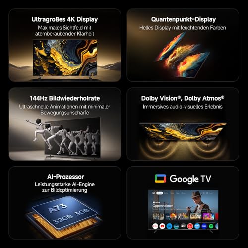 Xiaomi TV MAX 100 2025, Google TV, 100 Zoll, QLED, 144Hz, Smart TV, Dolby Vision