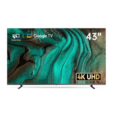 FPD 43 Zoll Smart TV 4K UHD LED-Flachbildschirm mit Google TV – Google Cast, Bluetooth, HDMI, Live-Streamen, HDR 10, Dolby Vision, ultradünn – Canvas-Serie, CG43-C1, 2025