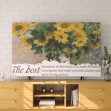 Innen-Desktop-wandmontierter Tv-staubschutz, LCD-led-schutzhülle Für Gebogenen Bildschirm, Retro-Abstrakter Bedruckter Stoffbezug, Tv-zubehör(Size:42in(100x59cm),Color:B)