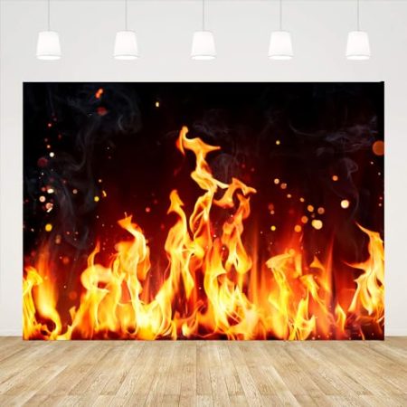 Ticuenicoa Fotohintergrund, 2,1 x 1,5 m, wütendes Feuer, Kamin, Flammen, Buring Fire, Schwarz, Fotografie-Hintergrund, Kampf, Thema, Geburtstagsparty, Dekorationen, Lagerfeuer, Lagerfeuer, Zubehör,