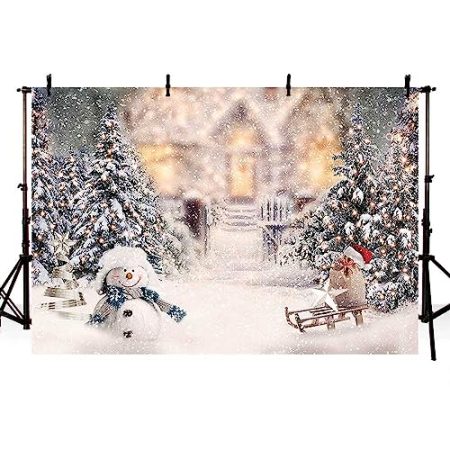 AIBIIN 2,1x1,5m Winter Weihnachten Hintergrund Schneemann Schneeflocken Weihnachtsbaum Geschenke Weißer für Fotografie Babyparty Kinder Porträt Geburtstag Party Dekoration Banner Foto Zubehör