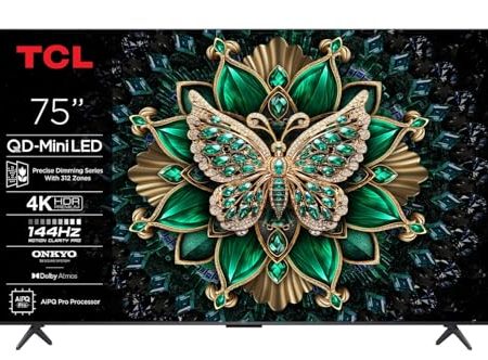 TV QD Mini LED Tcl 75C69K 191cm 4K UHD 2025 Aluminium gebürstet