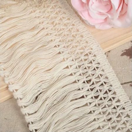 FUPOHUA 5 Yard/Lot 10 cm Handgemachte DIY Baumwolle Spitze Quaste Trimmen Fringe Zubehör Beige Kleidung Vorhang Tisch Pullover Dekorative