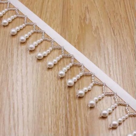 FUPOHUA 3 Yard/Lot Kürbis Perle Handgemachte Nagel Perle Spitze Trim DIY Ethnischen Stil Kleidung Kleid Vorhang Quaste Fringe Zubehör