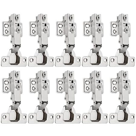 10 Stück Eckanschlag Standard Schrankscharnier mit Soft Close Automatikscharnier Schranktür Öffnungswinkel 110° mit Hydraulisch Feder Topfscharnier Dämpfung Scharniere für Küchenschrank Kleiderschrank
