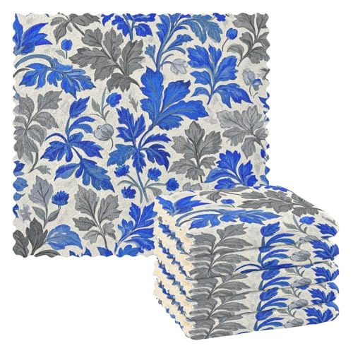 EtherSpher Trendiges Frottee-Geschirrtuch, Retro-Blumenmuster, grau-blau, Butterblumen-Motiv, Süßkartoffel-Muster, Küchenhandtücher, moderner Farbdruck, Zubehör, Para Mesas, 27,9 x 27,9 cm
