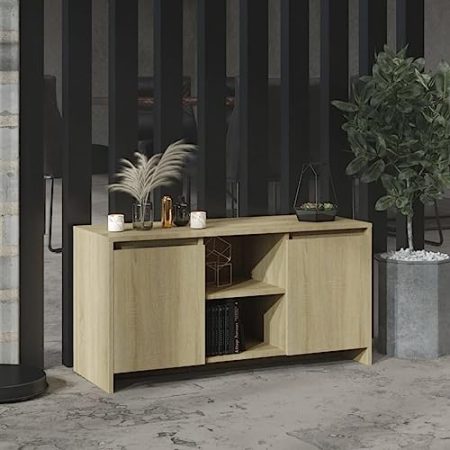 WKIEQACO Entertainment Centers & TV-Ständer, TV-Schrank, Sonoma-Eiche, 102 x 37,5 x 52,5 cm, Holzwerkstoff