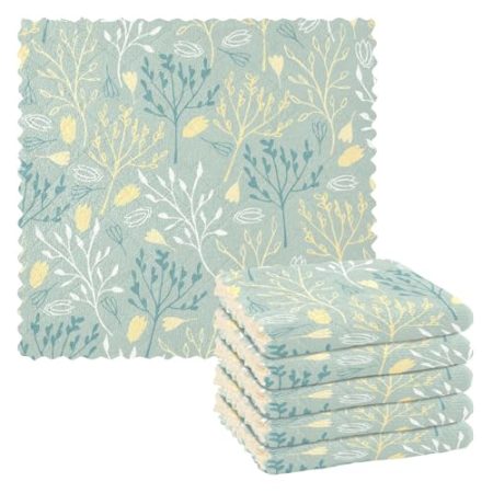 Fresh Artistic Geschirrtuch-Set aus Mikrofaser, Geschirrtücher, dekoratives Handtuch, Zubehör, helles Danksagung, 27,9 x 27,9 cm, Grün