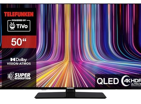 Telefunken QLED Fernseher 50 Zoll Smart TV QU50TO750MA 4K Fernseher UHD, HDR TV mit Dolby Vision und Dolby Atmos, Triple-Tuner, LED TV schwarz