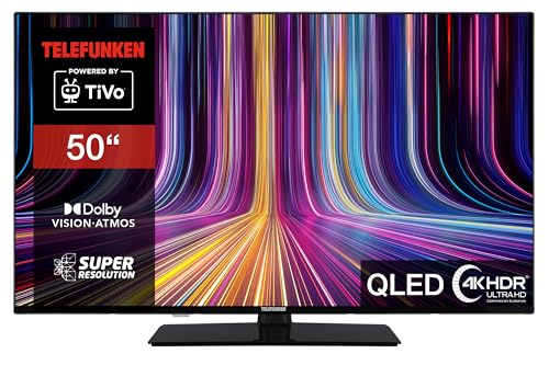 Telefunken QLED Fernseher 50 Zoll Smart TV QU50TO750MA 4K Fernseher UHD, HDR TV mit Dolby Vision und Dolby Atmos, Triple-Tuner, LED TV schwarz