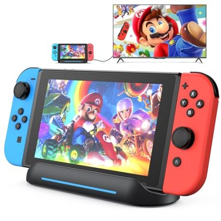 5 in 1 Switch Dock for Nintendo Switch OLED TV Adapter Switch Docking Station with HDMI USB 3.0 Port Type C Charging Type C Connectors Travel Switch Base Portable USB C Hub Stand