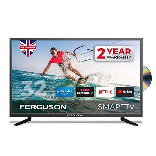 Ferguson F3220RTSF 81,3 cm (32 Zoll), 720p Smart LED TV/DVD, 2020 Download Apps Netflix, Schwarz
